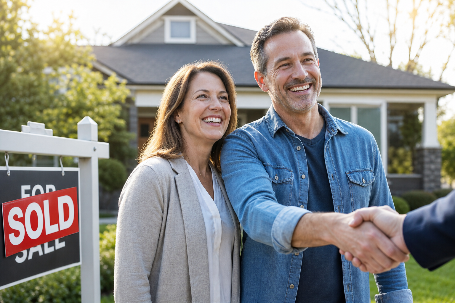 Happy homeowners after selling their house fast